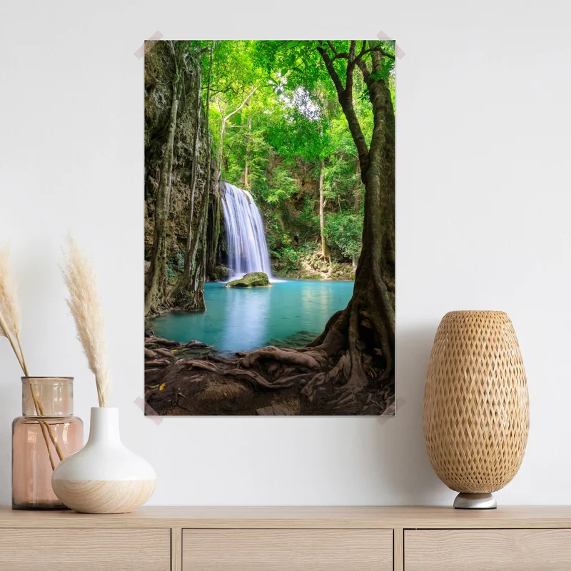 Poster ruhiger wasserfall im Erawan Nationalpark Poster ruhiger wasserfall im Erawan Nationalpark