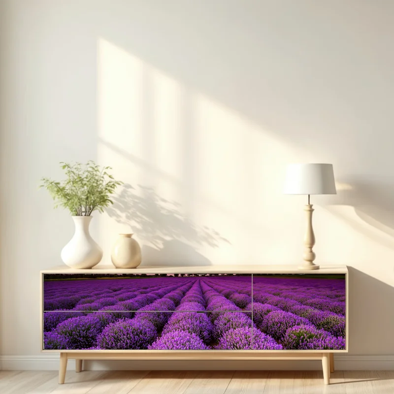 Repositionierbarer Aufkleber lavendelfeld bei sonnenuntergang Repositionierbarer Aufkleber lavendelfeld bei sonnenuntergang