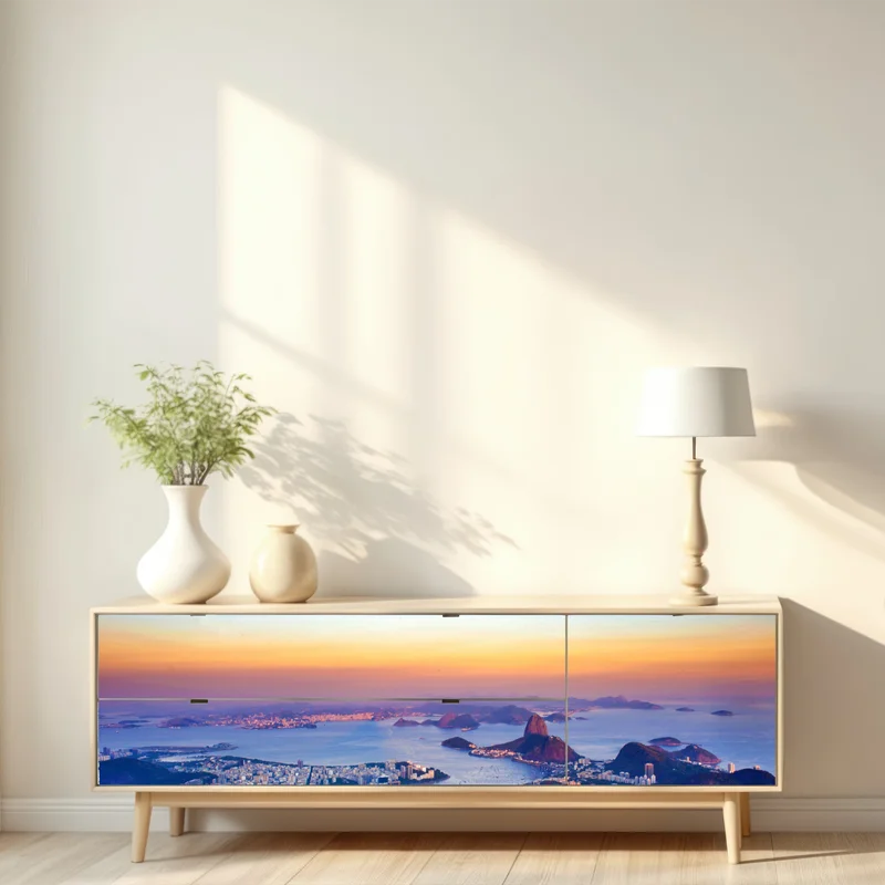 Repositionierbarer Aufkleber panorama von Rio de Janeiro bei sonnenuntergang