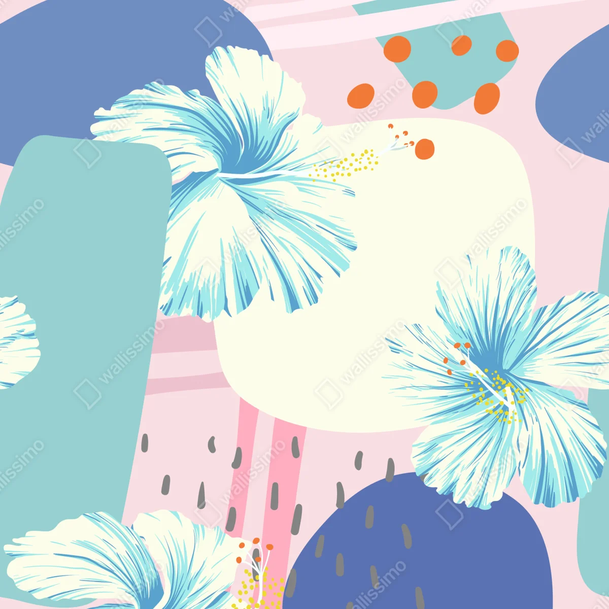 Poster pastell hibiskus blumenmuster • Poster bei Wallnifity® Poster pastell hibiskus blumenmuster • Poster bei Wallnifity®