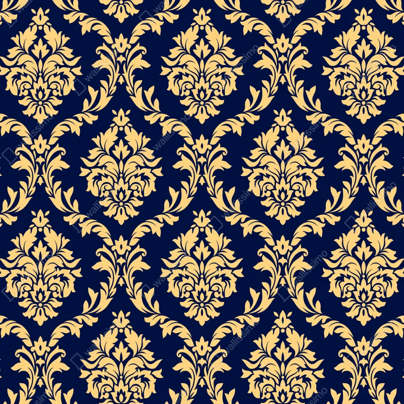 Schrankaufkleber elegantes goldenes damastmuster auf tiefblauem hintergrund Schrankaufkleber elegantes goldenes damastmuster auf tiefblauem hintergrund