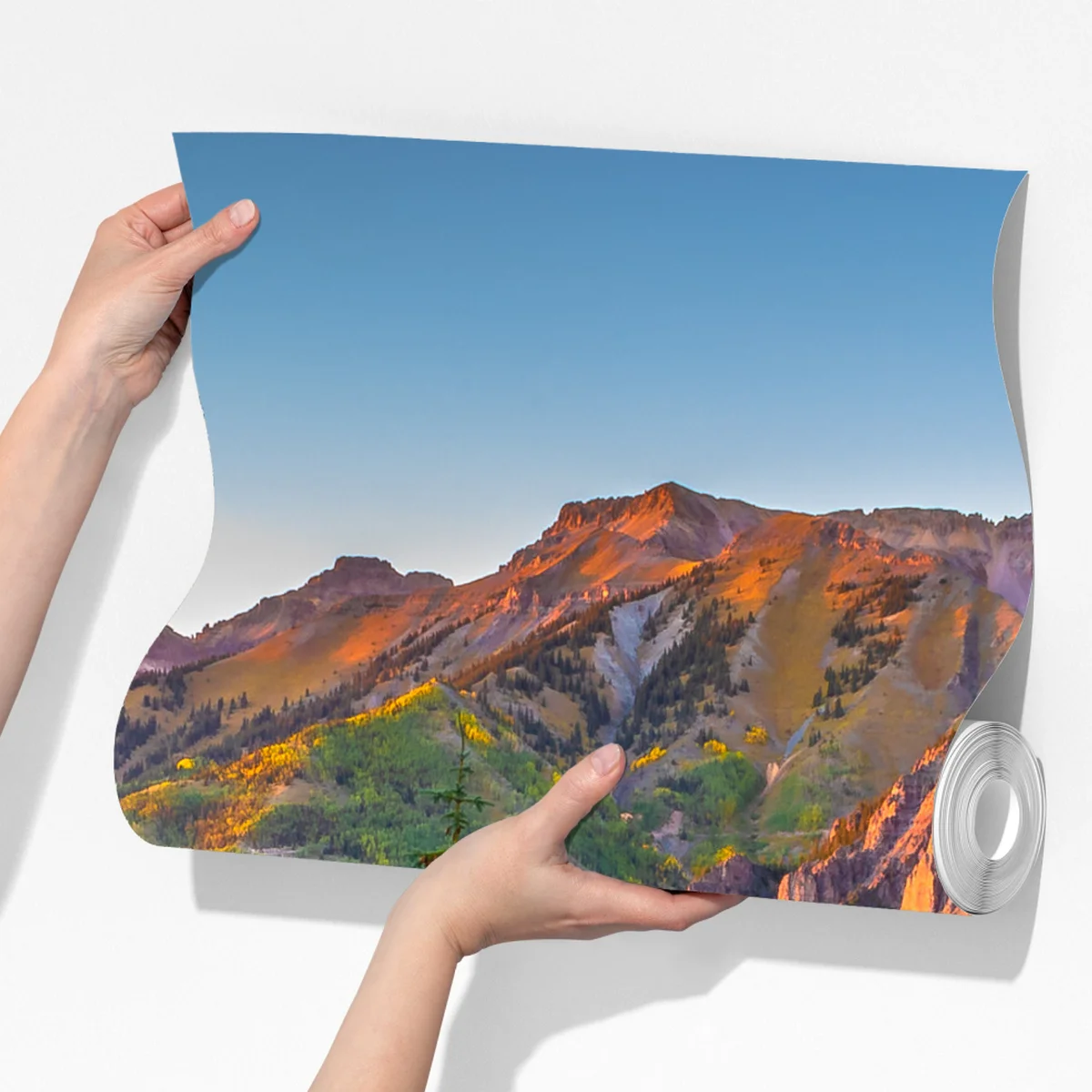 Fototapete alpiner wanderweg im sonnenuntergang Fototapete alpiner wanderweg im sonnenuntergang