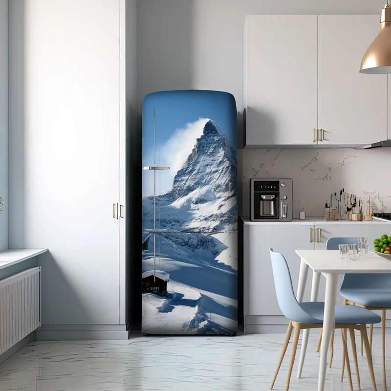Kühlschrankaufkleber majestätischer alpiner gipfel im winter