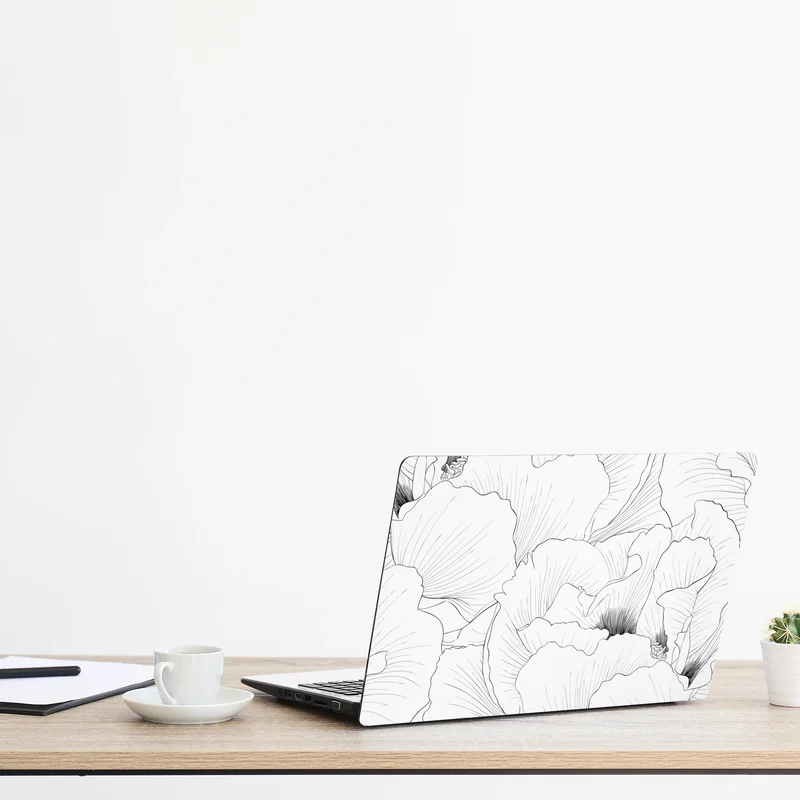 Naklejka na laptopa delikatny botaniczny rysunek kwiatowy