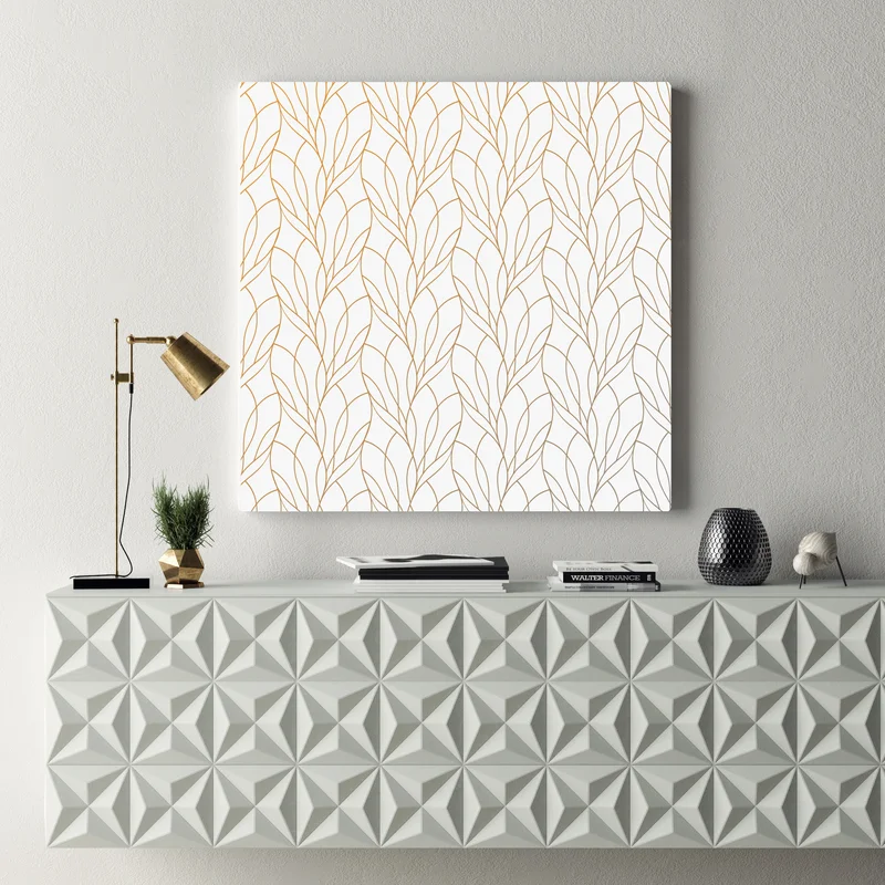 Leinwandbild goldenes blattmuster auf weißem hintergrund Leinwandbild goldenes blattmuster auf weißem hintergrund