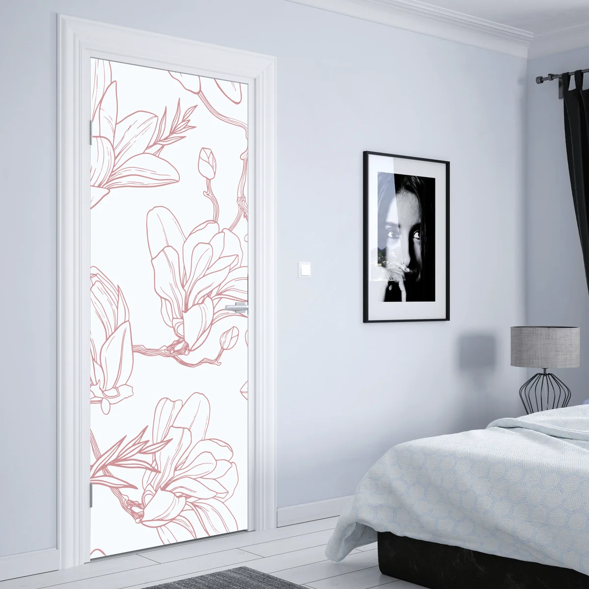 Türaufkleber zartes magnolienmuster in sanftem rosa Türaufkleber zartes magnolienmuster in sanftem rosa