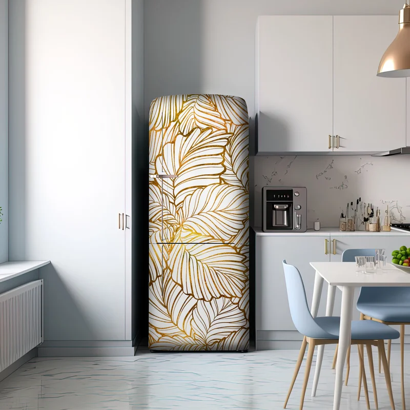 Kühlschrankaufkleber goldenes blatt line art muster