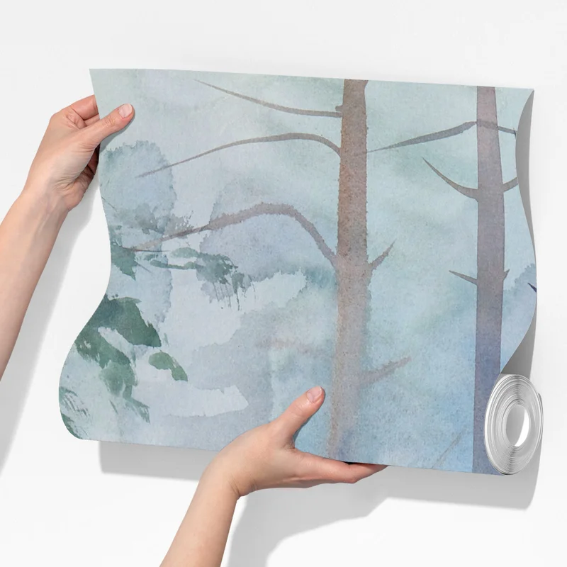 Fototapete nebliger aquarellwald Fototapete nebliger aquarellwald