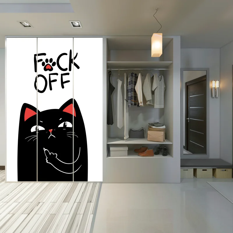 Schrankaufkleber freche schwarze katze mit attitude