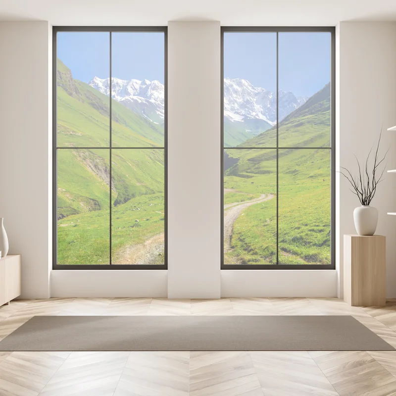 Fensteraufkleber majestätischer blick auf Shkhara von Ushguli