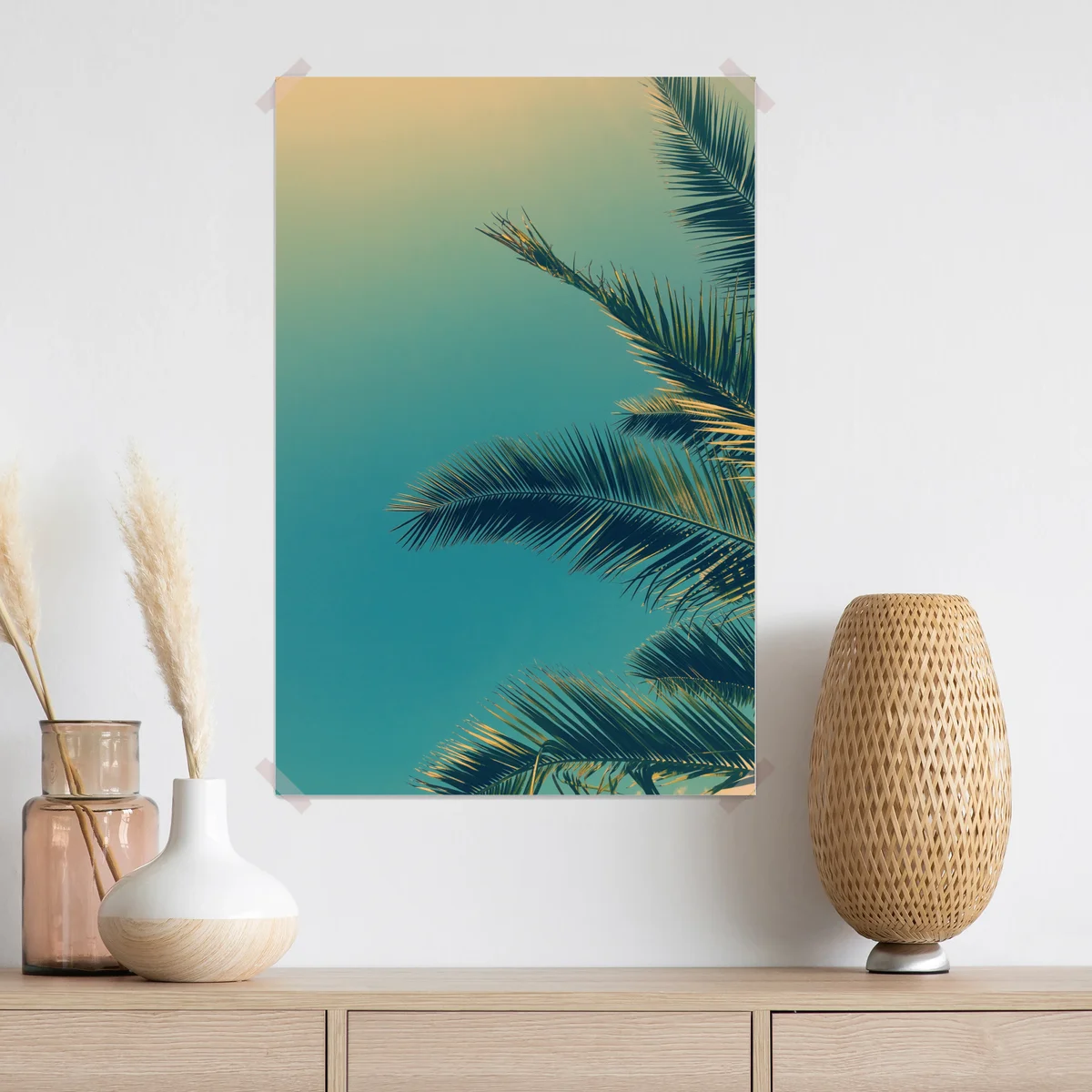 Poster vintage tropische palmenblätter • Poster bei Wallnifity® Poster vintage tropische palmenblätter • Poster bei Wallnifity®