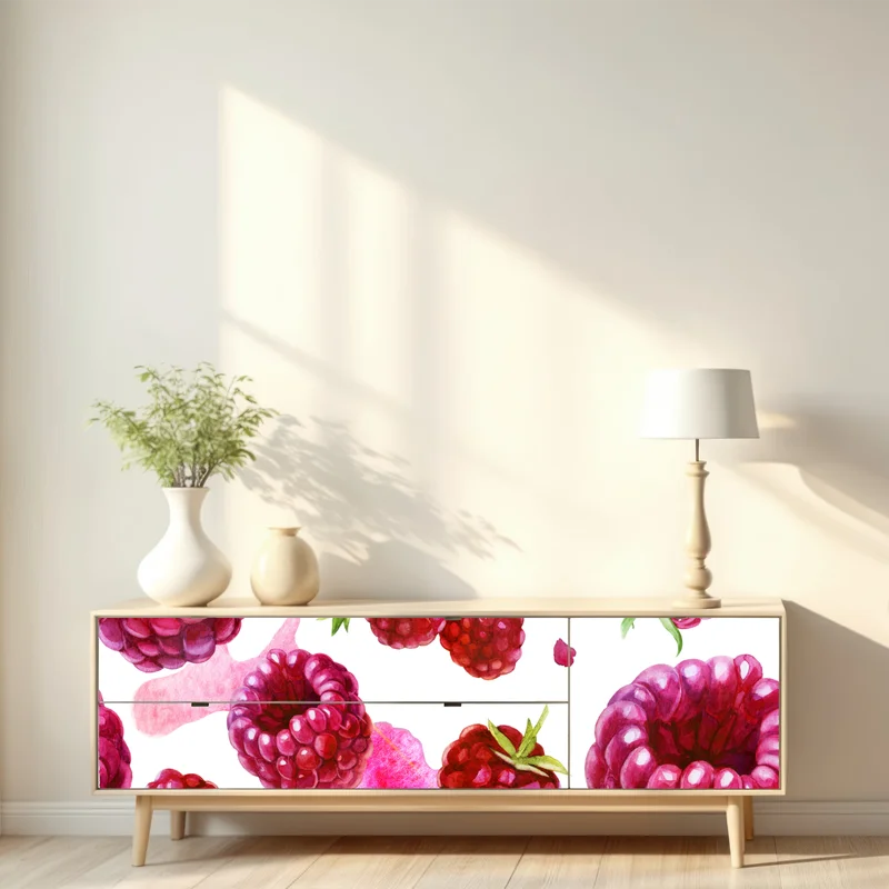 Repositionierbarer Aufkleber aquarell himbeermuster