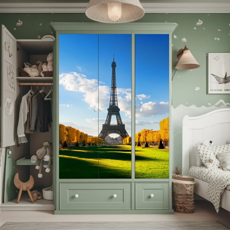 Schrankaufkleber frühling am Champs de Mars, Eiffelturm, Paris