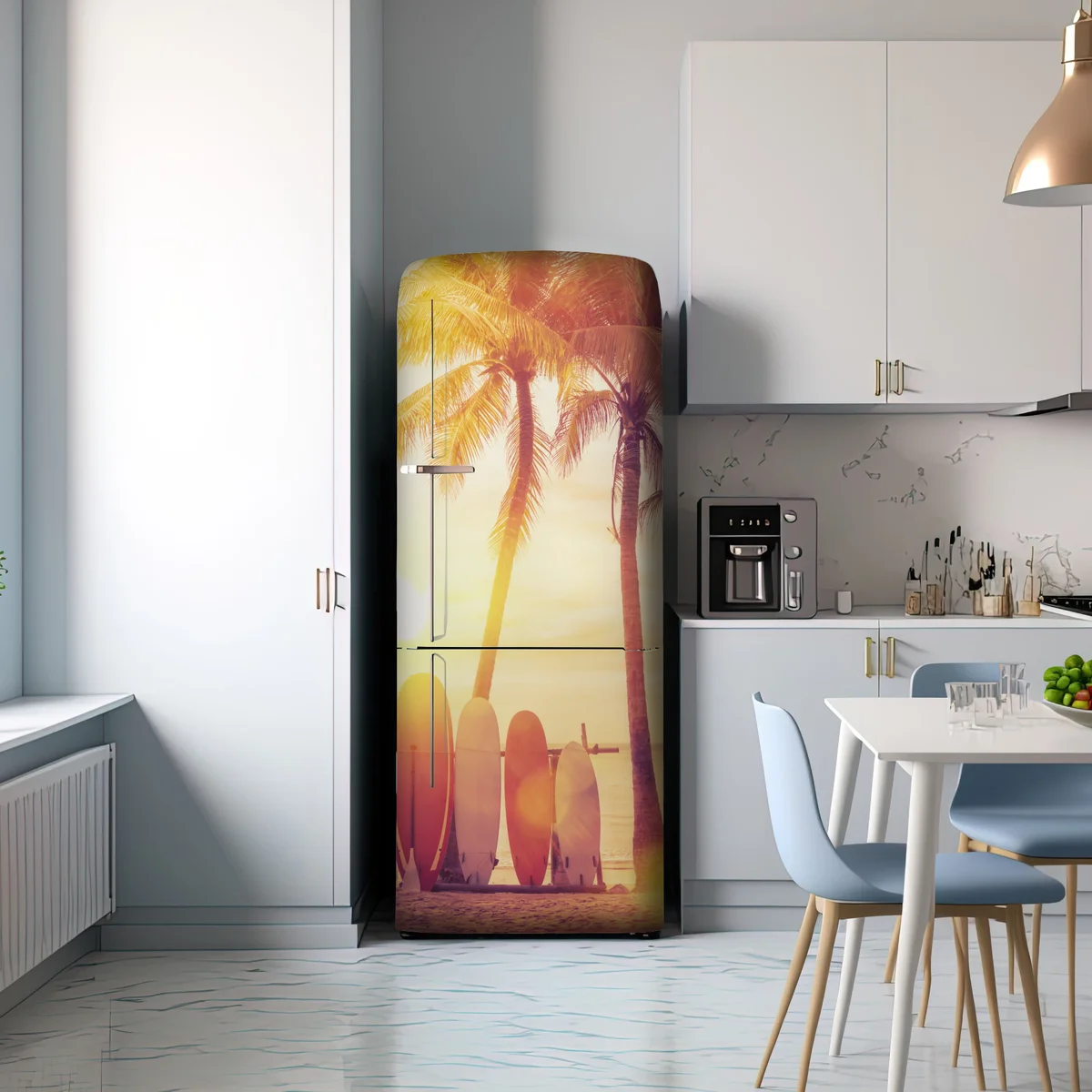 Kühlschrankaufkleber tropischer sonnenuntergang mit surfboards Kühlschrankaufkleber tropischer sonnenuntergang mit surfboards