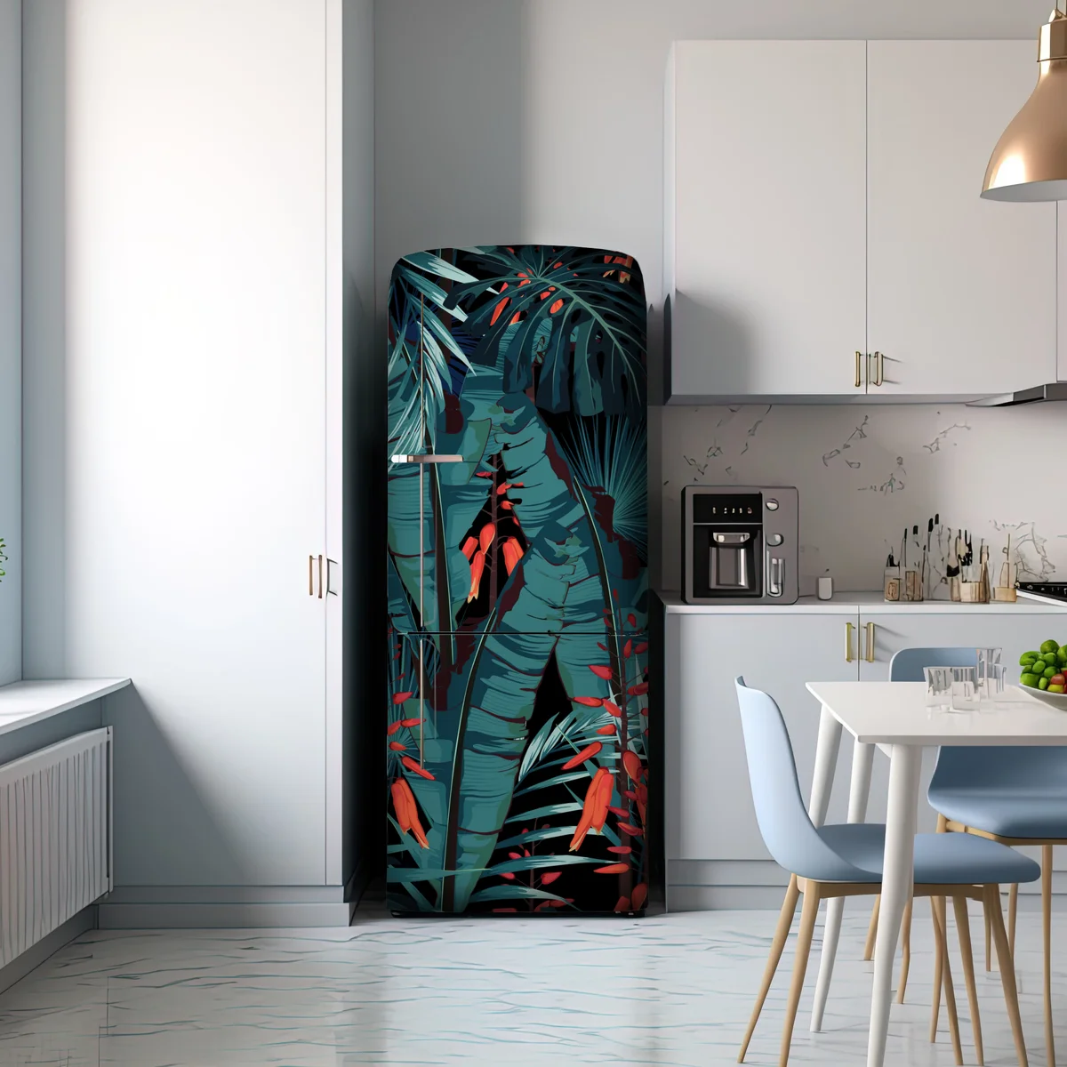Kühlschrankaufkleber tropisches türkis dschungelmuster Kühlschrankaufkleber tropisches türkis dschungelmuster