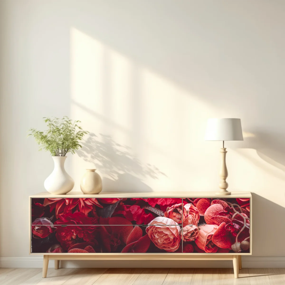 Repositionierbarer Aufkleber prächtiges blütenmeer in tiefroten tönen Repositionierbarer Aufkleber prächtiges blütenmeer in tiefroten tönen