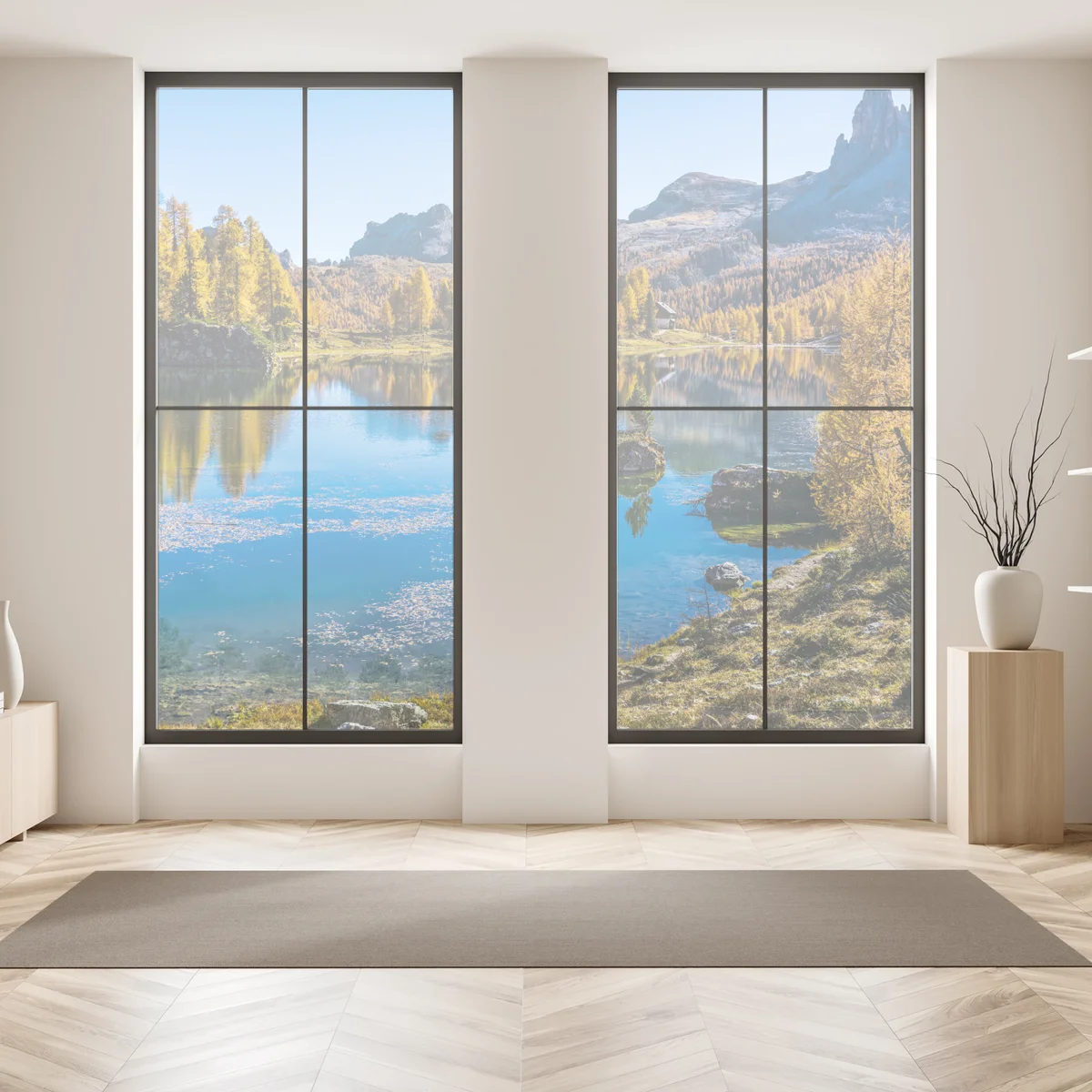 Fensteraufkleber herbstlicher alpensee mit bergreflexion Fensteraufkleber herbstlicher alpensee mit bergreflexion