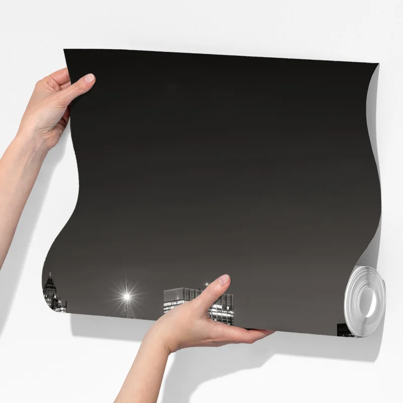 Fototapeta czarno-biała panorama miasta nocą Fototapeta czarno-biała panorama miasta nocą