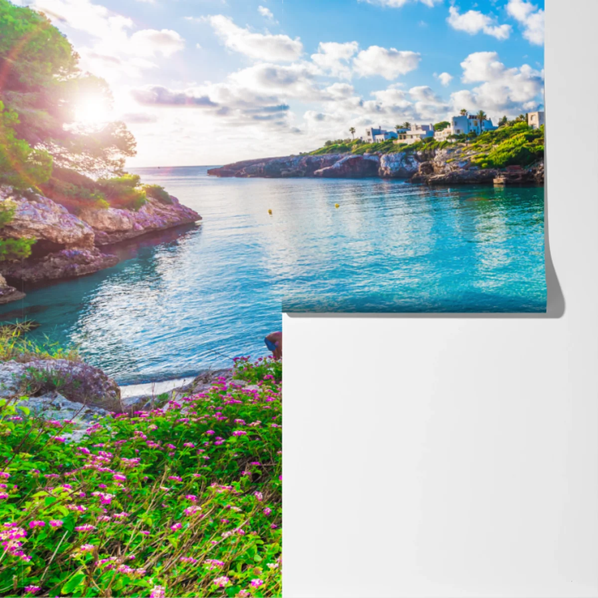 Fototapete sonnige Cala Esmeralda türkisbucht Fototapete sonnige Cala Esmeralda türkisbucht