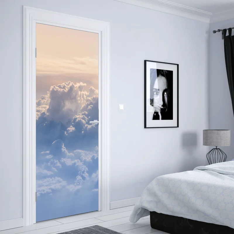 Türaufkleber sanfte wolken über dem blauen himmel