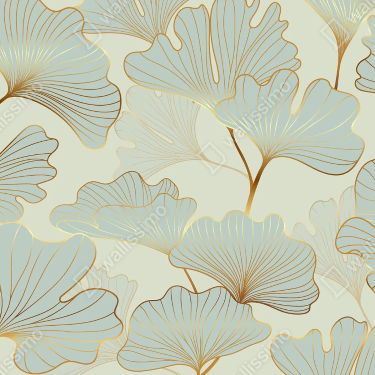 Türaufkleber pastell ginkgo blättermuster mit goldakzenten Türaufkleber pastell ginkgo blättermuster mit goldakzenten