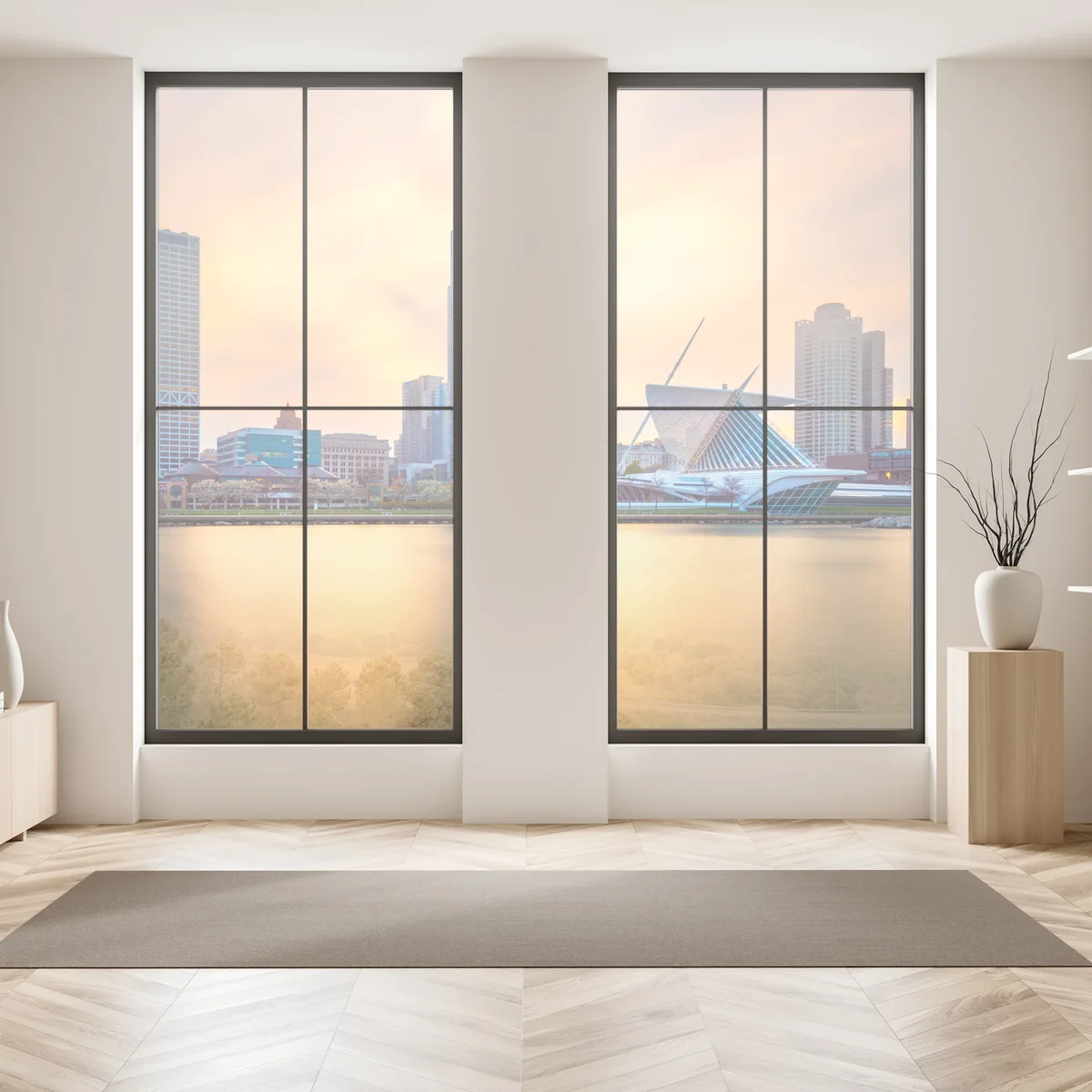 Fensteraufkleber Milwaukee skyline bei dämmerung Fensteraufkleber Milwaukee skyline bei dämmerung