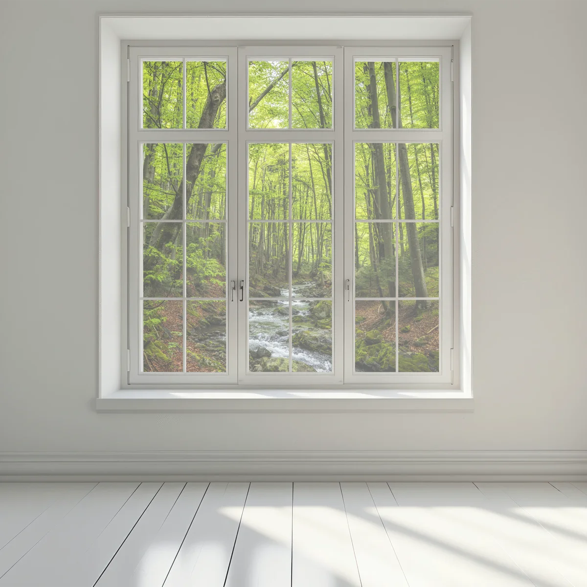 Fensteraufkleber ruhiger grüner waldbach Fensteraufkleber ruhiger grüner waldbach