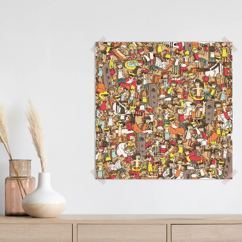 Poster verspieltes party-muster mit menschen Poster verspieltes party-muster mit menschen