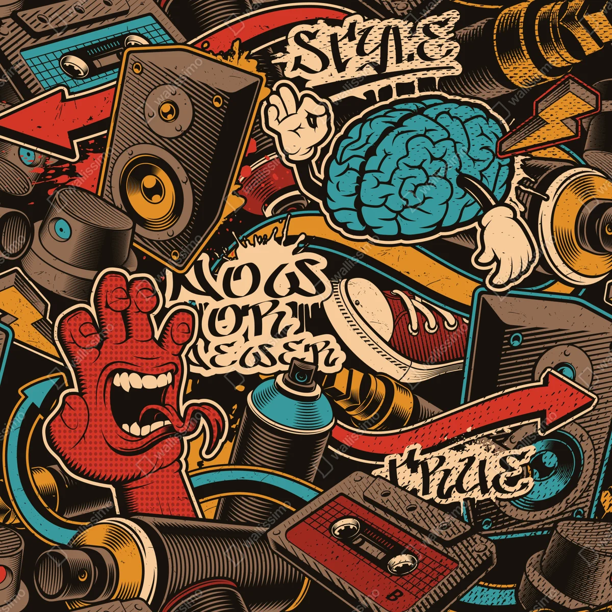 Laptop-Aufkleber urbanes graffiti pop-art collage Laptop-Aufkleber urbanes graffiti pop-art collage