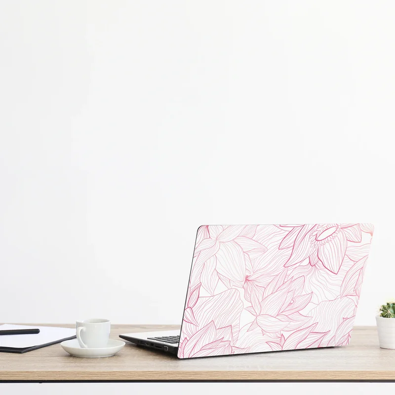 Naklejka na laptopa delikatny różowy wzór kwiatowy