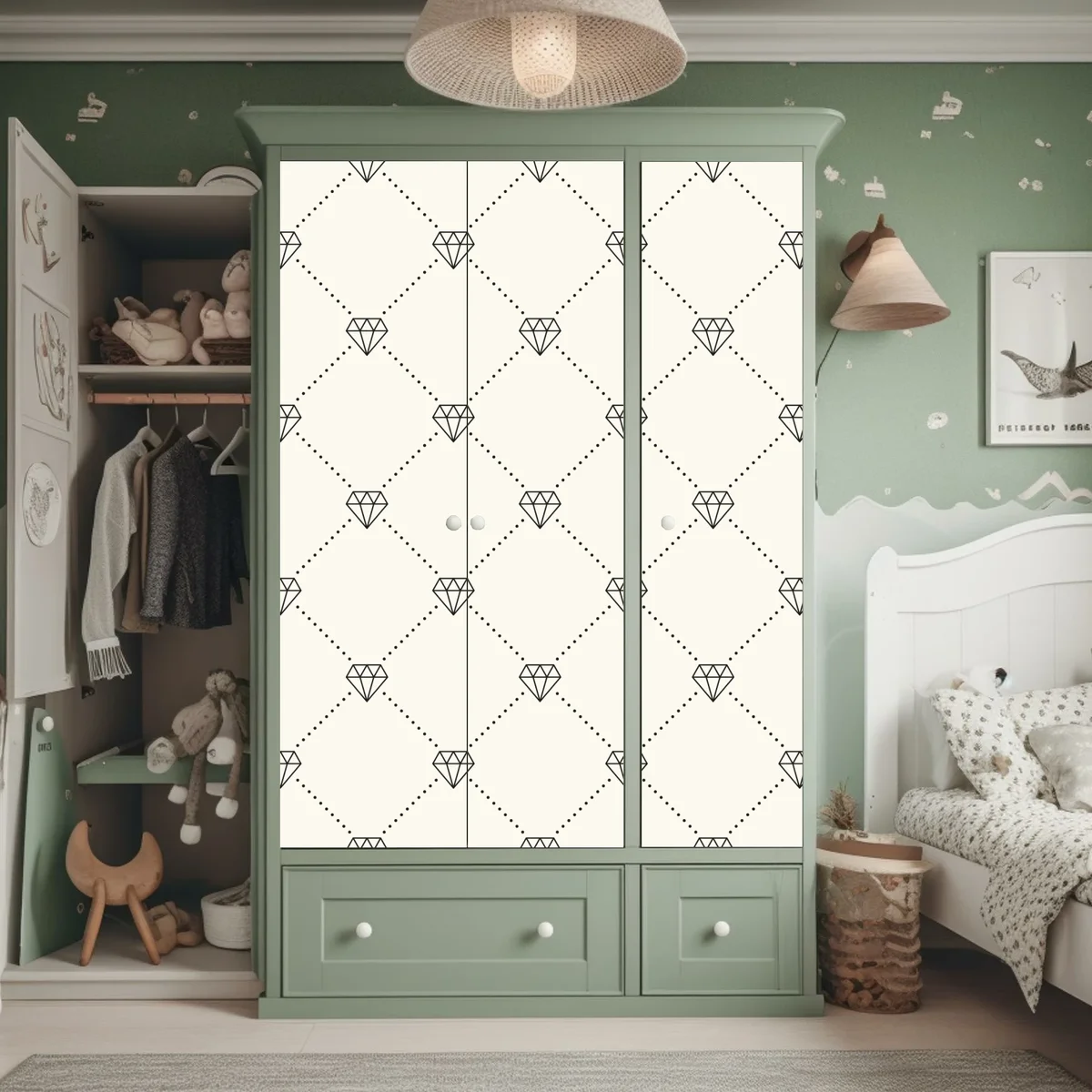 Schrankaufkleber diamentgittermuster auf beigem hintergrund Schrankaufkleber diamentgittermuster auf beigem hintergrund