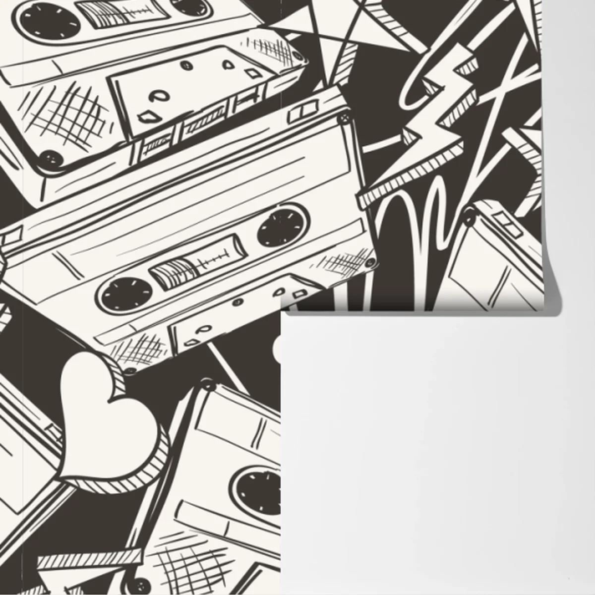 Fototapeta wzór kaset magnetofonowych w stylu retro Fototapeta wzór kaset magnetofonowych w stylu retro