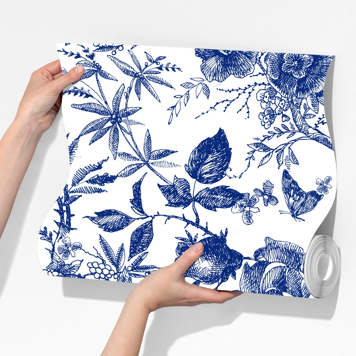 Fototapete blaues blumen toile-muster Fototapete blaues blumen toile-muster