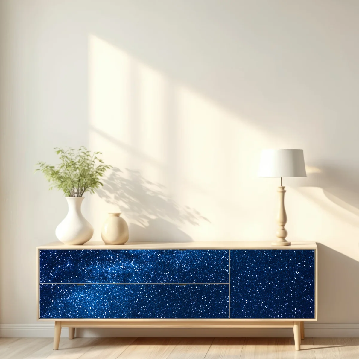 Repositionierbarer Aufkleber tiefblauer nachthimmel mit milchstraße und sternschnuppe Repositionierbarer Aufkleber tiefblauer nachthimmel mit milchstraße und sternschnuppe