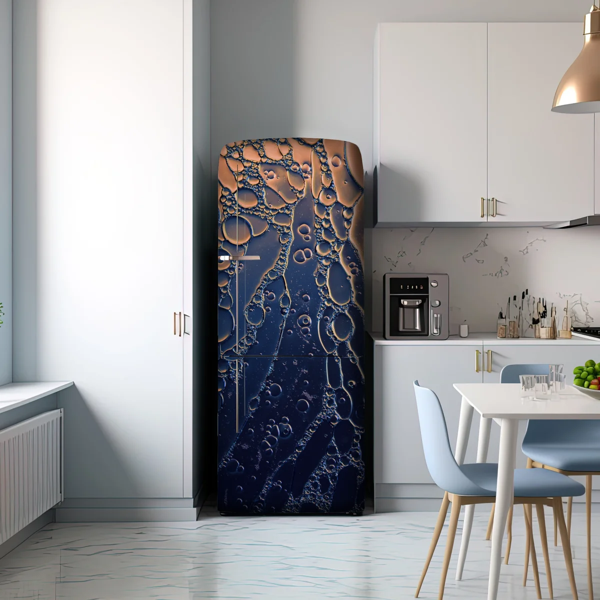 Kühlschrankaufkleber blaue und goldene abstrakte blasen Kühlschrankaufkleber blaue und goldene abstrakte blasen