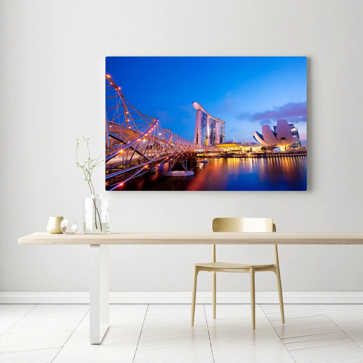 Leinwandbild stadtbild Marina Bay bei dämmerung Leinwandbild stadtbild Marina Bay bei dämmerung
