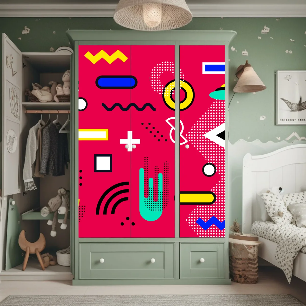 Schrankaufkleber lebhaftes geometrisches pop-muster Schrankaufkleber lebhaftes geometrisches pop-muster