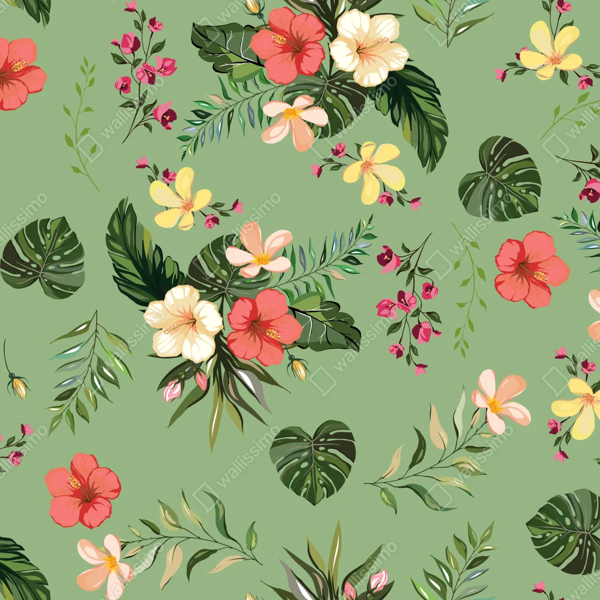 Schrankaufkleber grünes tropisches hibiskusmuster Schrankaufkleber grünes tropisches hibiskusmuster