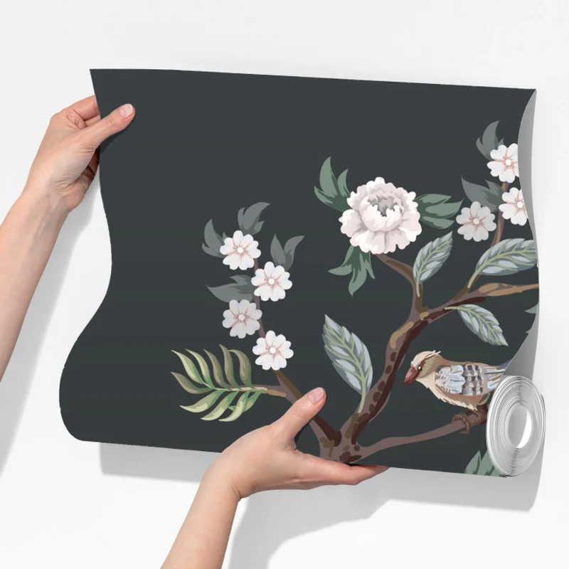 Fototapete pfau und reiher im blumenmuster Fototapete pfau und reiher im blumenmuster