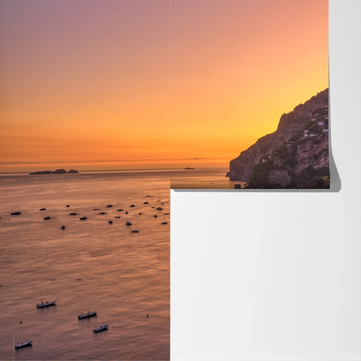 Fototapete sonnenuntergang über Positano, Amalfiküste Fototapete sonnenuntergang über Positano, Amalfiküste