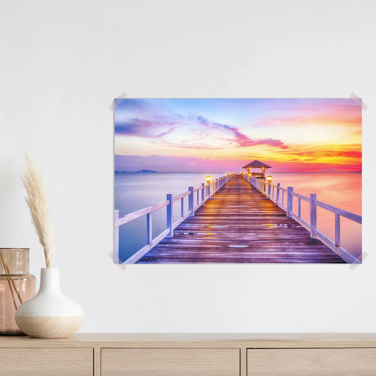 Poster sonnenuntergang am steg zum ruhigen horizont Poster sonnenuntergang am steg zum ruhigen horizont