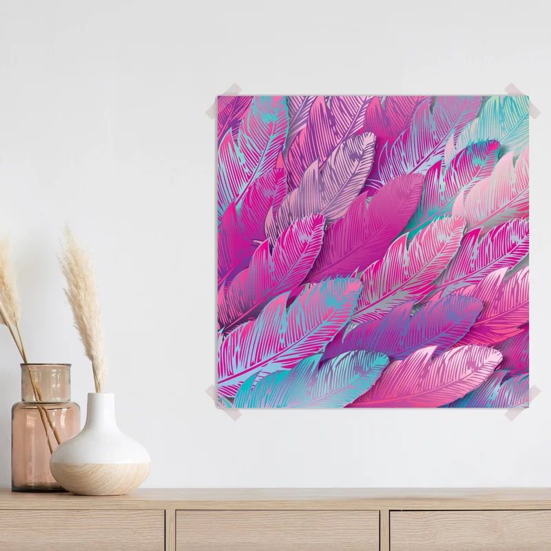 Poster irisierendes rosa federmuster Poster irisierendes rosa federmuster