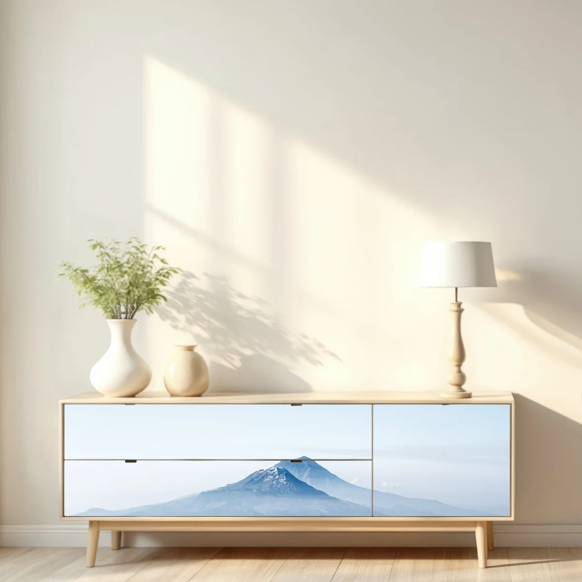 Repositionierbarer Aufkleber neblige blaue berggipfel Repositionierbarer Aufkleber neblige blaue berggipfel