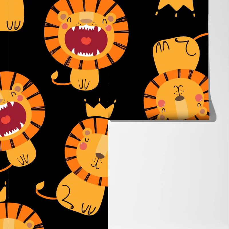 Fototapete verspieltes löwenmuster auf schwarzem hintergrund Fototapete verspieltes löwenmuster auf schwarzem hintergrund