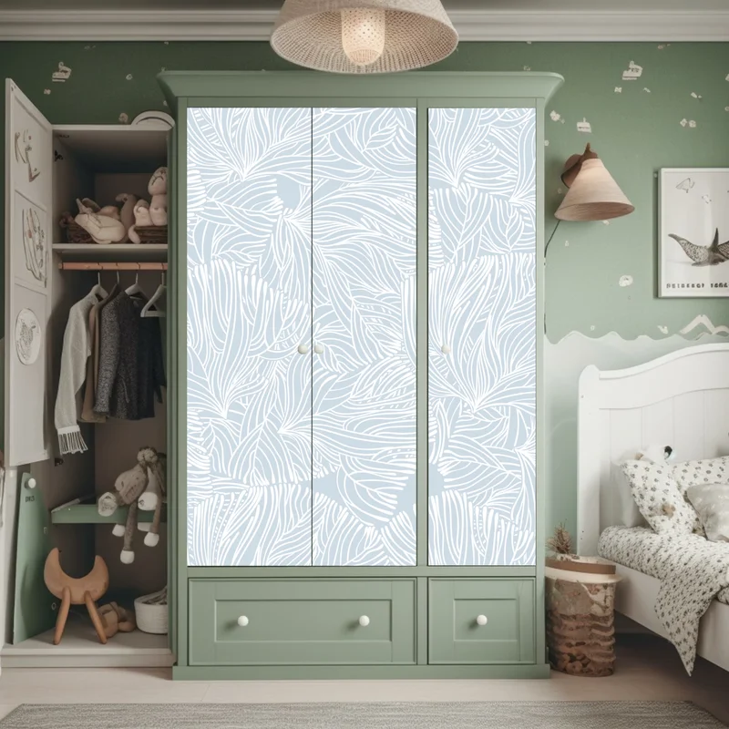 Schrankaufkleber sanftes blaues botanisches muster Schrankaufkleber sanftes blaues botanisches muster