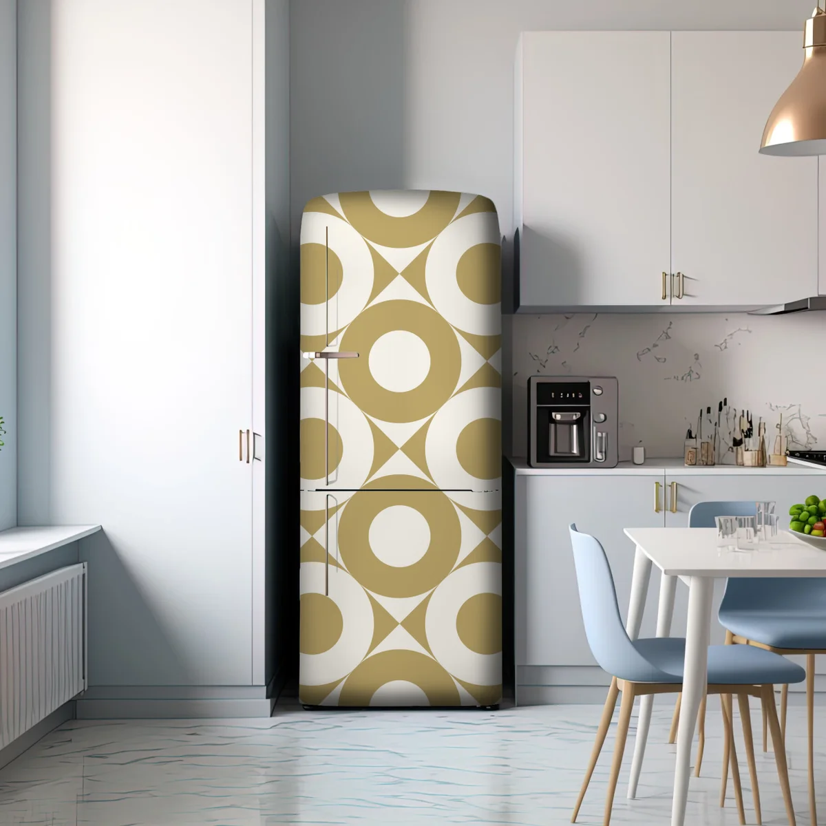 Kühlschrankaufkleber goldenes geometrisches kreismuster Kühlschrankaufkleber goldenes geometrisches kreismuster