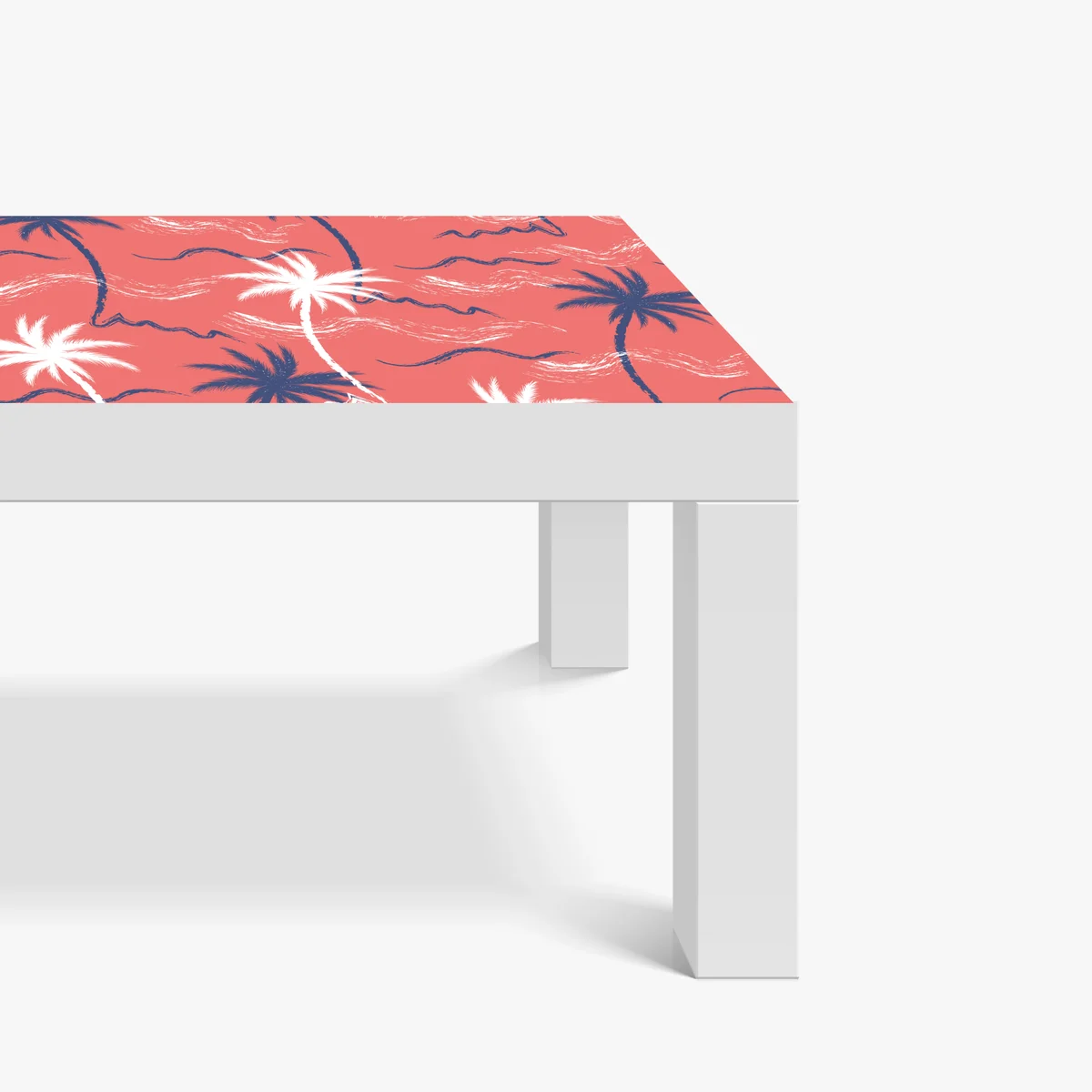 Tischaufkleber und Schreibtischaufkleber tropisches palmenmuster in koralle und dunkelblau Tischaufkleber und Schreibtischaufkleber tropisches palmenmuster in koralle und dunkelblau