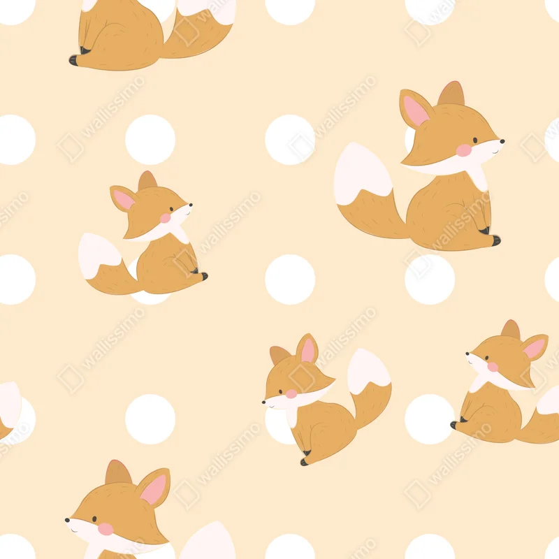 Repositionierbarer Aufkleber verspieltes fuchsmuster in pastellbeige Repositionierbarer Aufkleber verspieltes fuchsmuster in pastellbeige