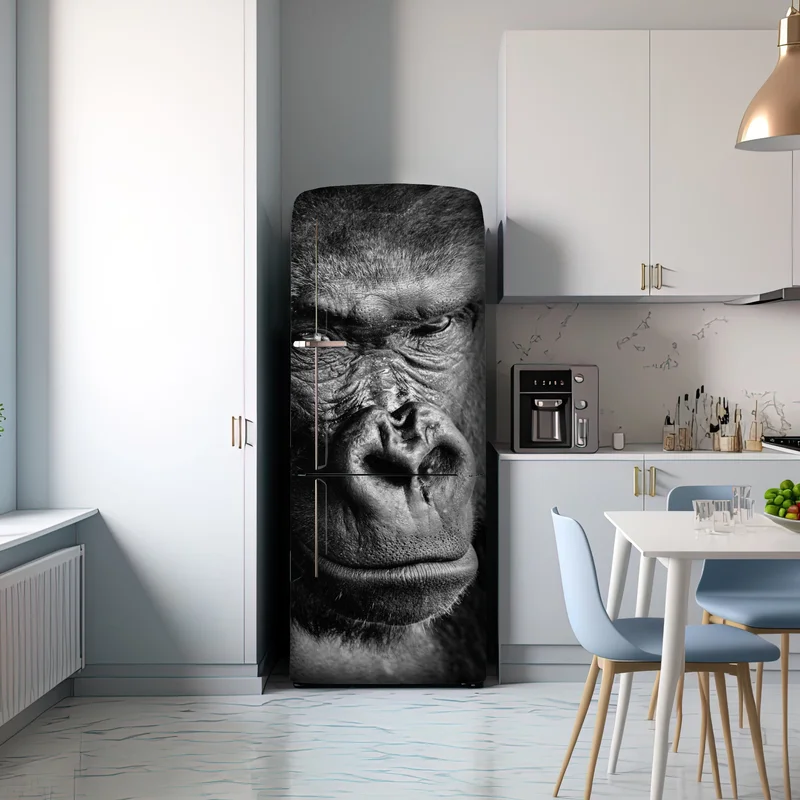 Kühlschrankaufkleber intensives gorilla-porträt in schwarzweiß