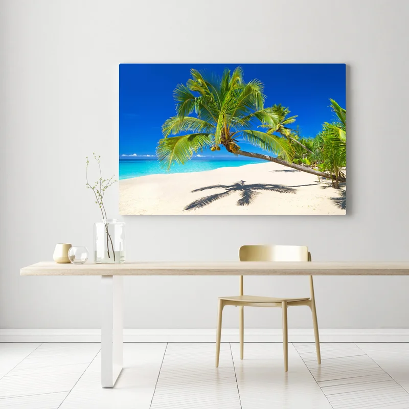 Leinwandbild Andamansee tropischer strand mit geneigter palme Leinwandbild Andamansee tropischer strand mit geneigter palme